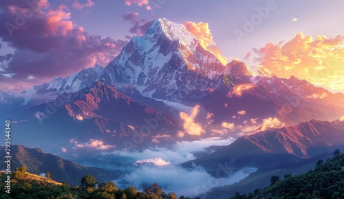 Majestic Himalayan Peaks Embracing the Serene Sunrise  A Breathtaking Natural Masterpiece 4k wallpaper  HD background image