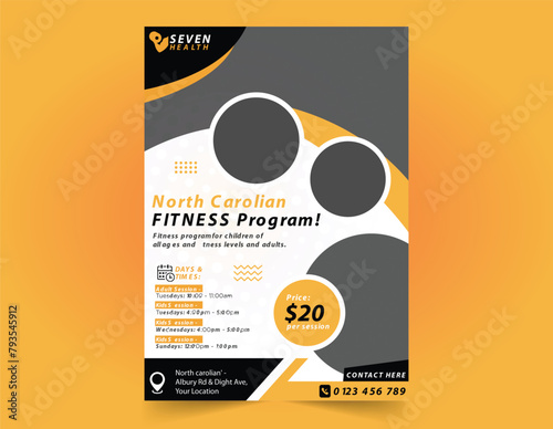 Children fitness flyer. Health fitness poster or flyer template.