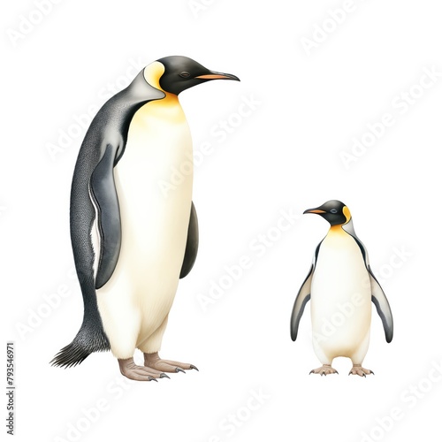 Watercolor of penguin, emperor penguin