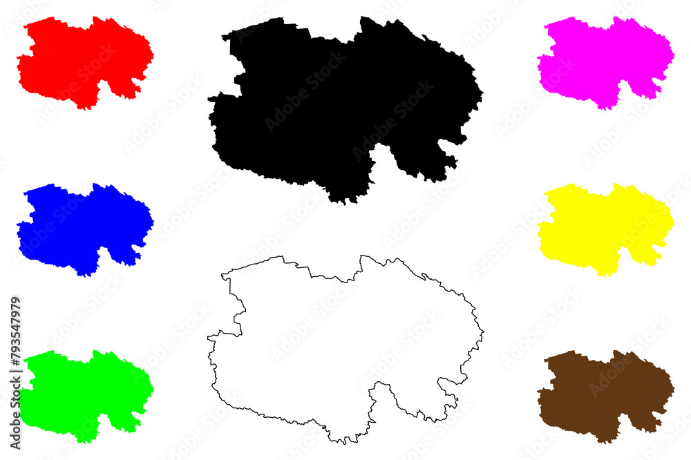 Naklejka premium Qinghai Province (Administrative divisions of China, China, People's Republic of China, PRC) map vector illustration, scribble sketch Kokonur map
