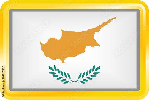 CYPRUS FLAG RECTANGULAR WITH GOLD FRAME photo