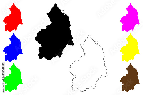 Northumberland (United Kingdom of Great Britain and Northern Ireland, England, Non-metropolitan county, shire county) map vector illustration, scribble sketch Northd map.. photo