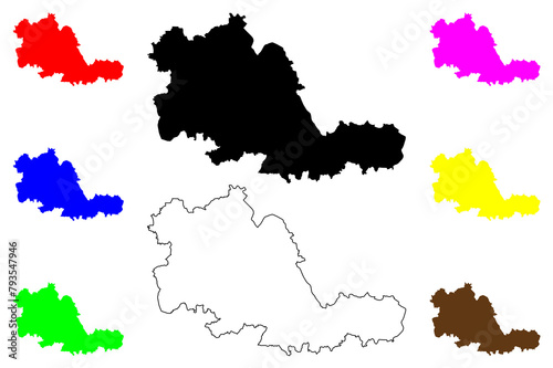 West Midlands (United Kingdom of Great Britain and Northern Ireland, England, Metropolitan county) map vector illustration, scribble sketch West Midlands (county) map.... photo