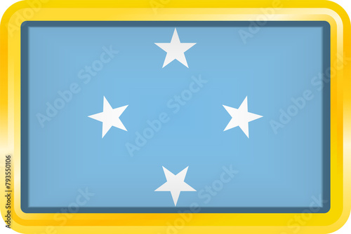 MICRONESIA FLAG RECTANGULAR WITH GOLD FRAME