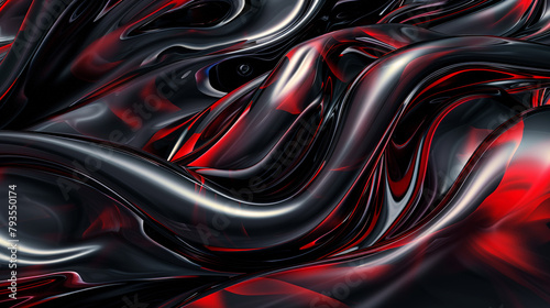 A luxurious, flowing abstract of glossy black and deep red waves, intertwined to create a sense of depth and mystery.