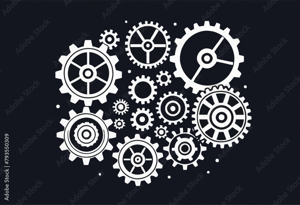 Minimalist Doodle of a Gear Mechanism: A Hand Drawn Sketch Icon