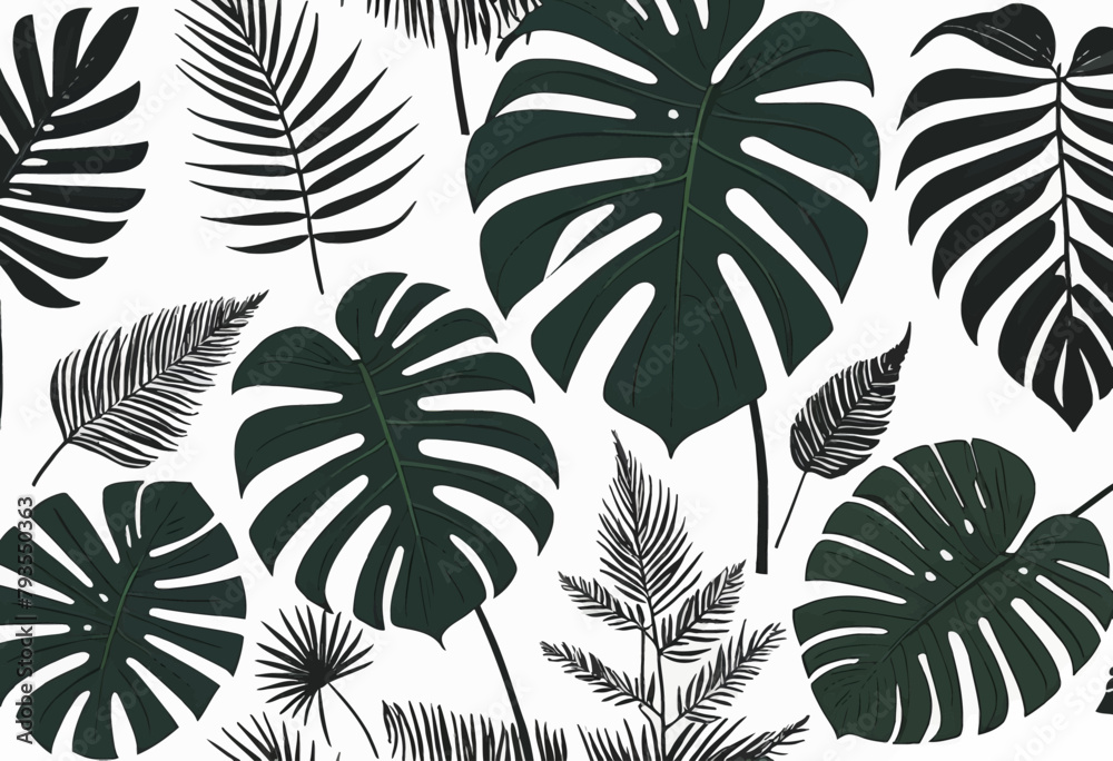 Minimalist Doodle Art: Single Continuous Line of Tropical Floral Leaf