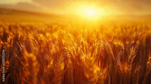 Golden Sunset Over Wheat Field