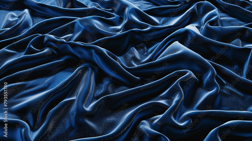 A luxurious texture of deep blue velvet with subtle waves, polished to a high gloss to enhance the depth and richness of the fabric. A luxurious texture of deep blue velvet with subtle waves, polished to a high gloss to enhance the depth and richness of the fabric.