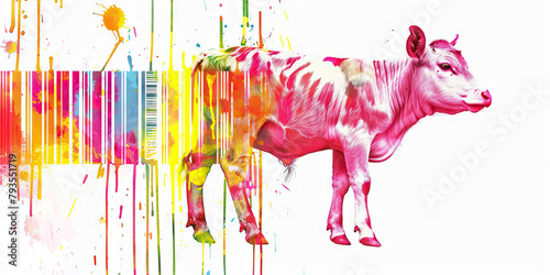 Barcode Identity: The Animal with Barcode and Objectification - Imagine an animal with a barcode, symbolizing the objectification of animals in lab settings