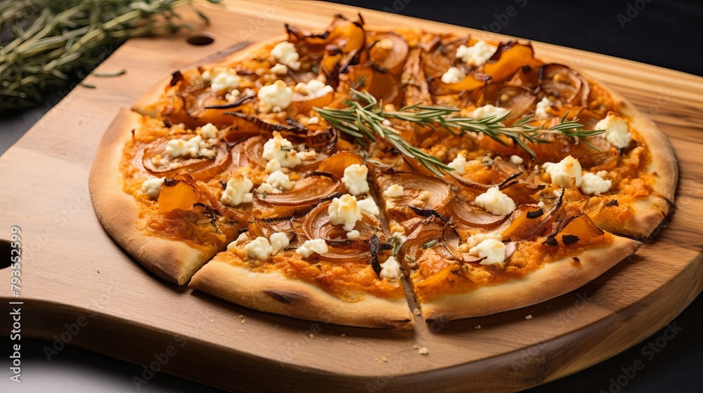 custom made wallpaper toronto digital Delicious Potato and Caramelized Onion Pizza isolated on black background