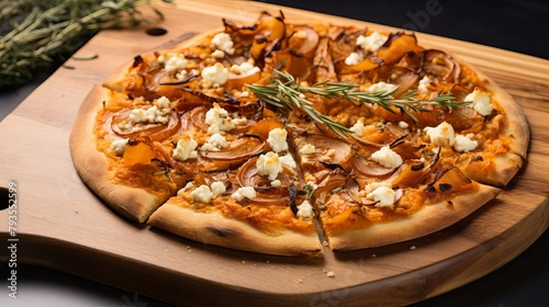 Wallpaper Mural  Delicious Potato and Caramelized Onion Pizza isolated on black background
 Torontodigital.ca