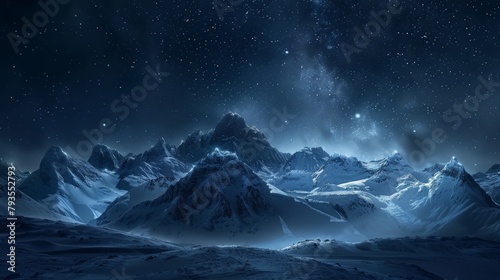 Starry Night Over Snowy Mountains