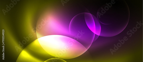 A vibrant mixture of purple and yellow colorfulness forms a glowing circle on a black backdrop, resembling a liquid petal in shades of violet and magenta