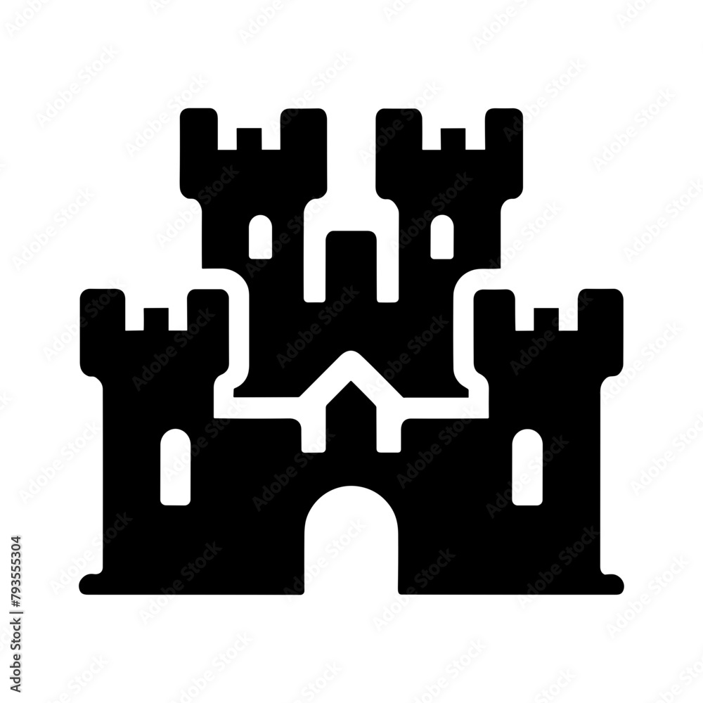 castle, icon, vector, tower, old, ancient, historical, kingdom, medieval, fortress, illustration, sign, royal, building, symbol, architecture, fort, history, silhouette, fantasy, landmark, citadel, ho