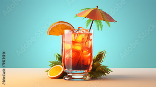 Cocktail summer icon 3d