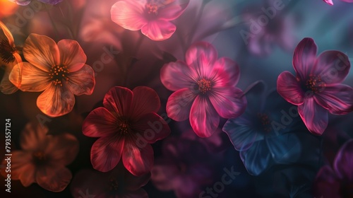 Flower holography set against a dark vintage ombre background