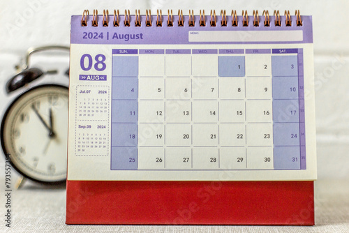 Desk calendar for August 2024. Calendar for planning and managing every date.