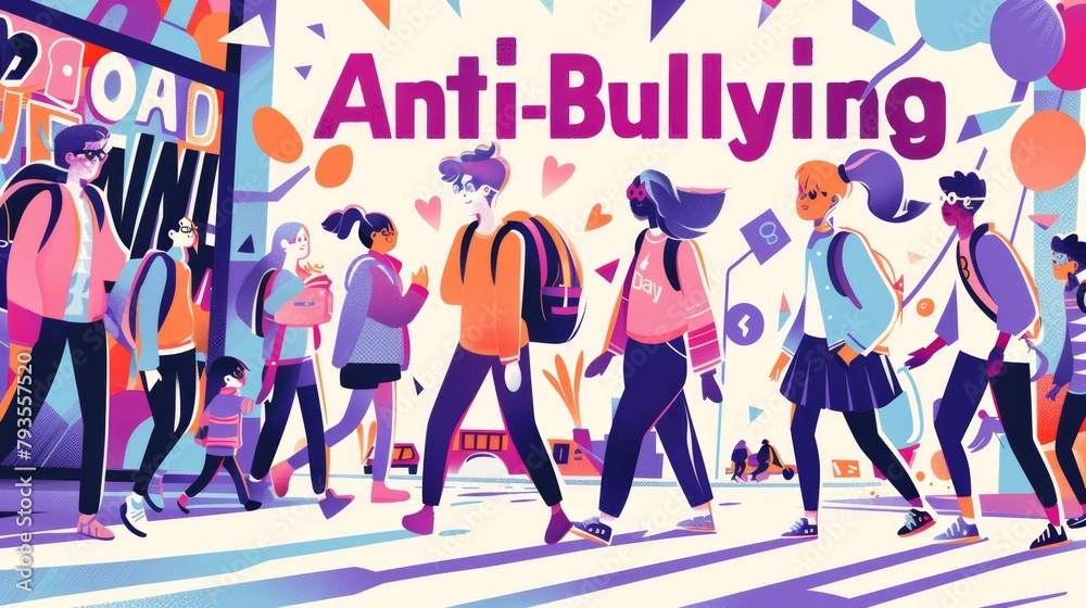 illustration with text to commemorate Anti-Bullying Day