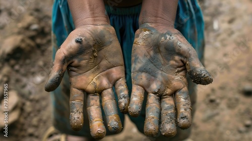 Wallpaper Mural Children s hands tainted from construction labor serves as a poignant reminder on World Day Against Child Labour Torontodigital.ca