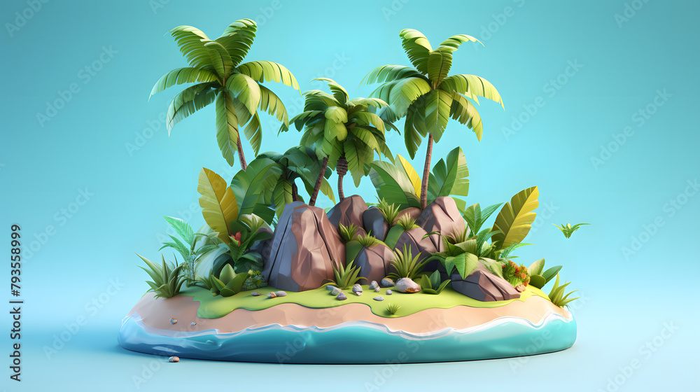 Obraz premium Island Summer Icon 3d