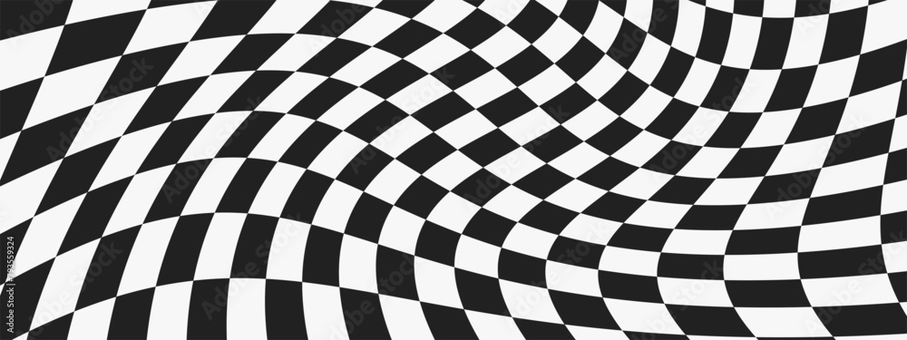 Psychedelic Checkerboard. Waves groovy background. Hippie wallpaper in Y2k style. Retro vector illustration. Distorted geometric pattern. Twisted chessboard. Psychedelic Checkerboard. Waves groovy background. Hippie wallpaper in Y2k style. Retro vector illustration. Distorted geometric pattern. Twisted chessboard.