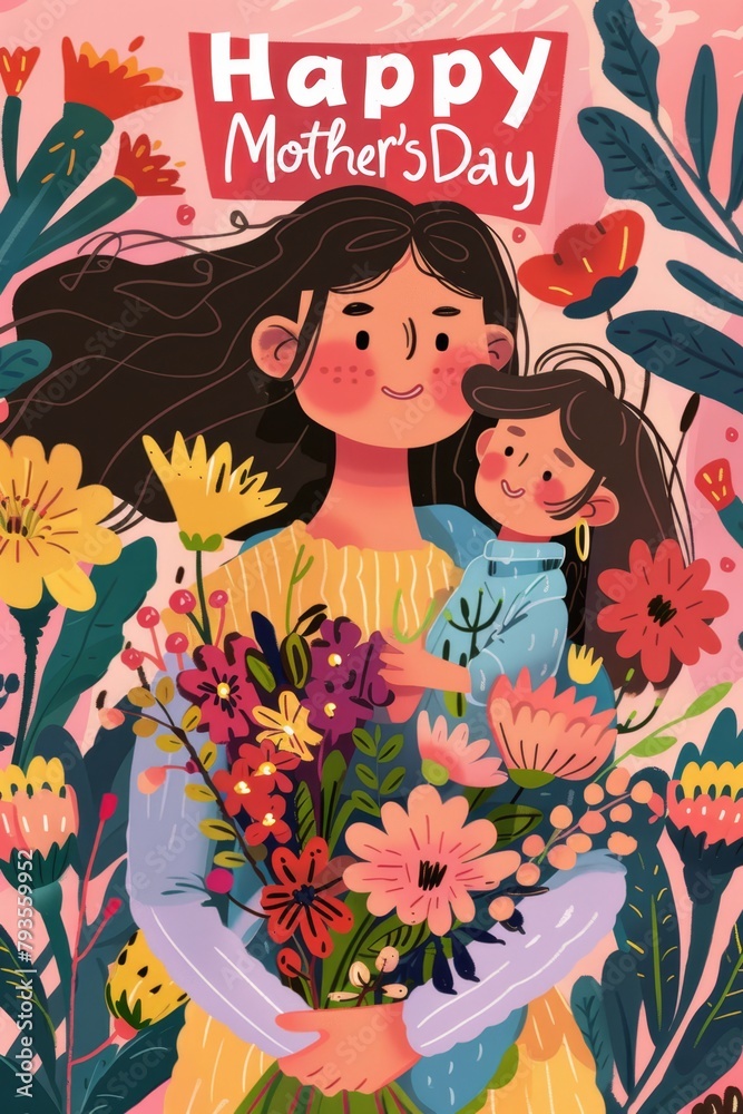 illustration with text to commemorate Mother's Day