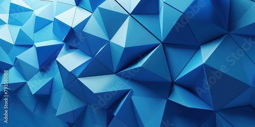 Geometric triangle vector background in blue light abstract modern 3D wallpaper.