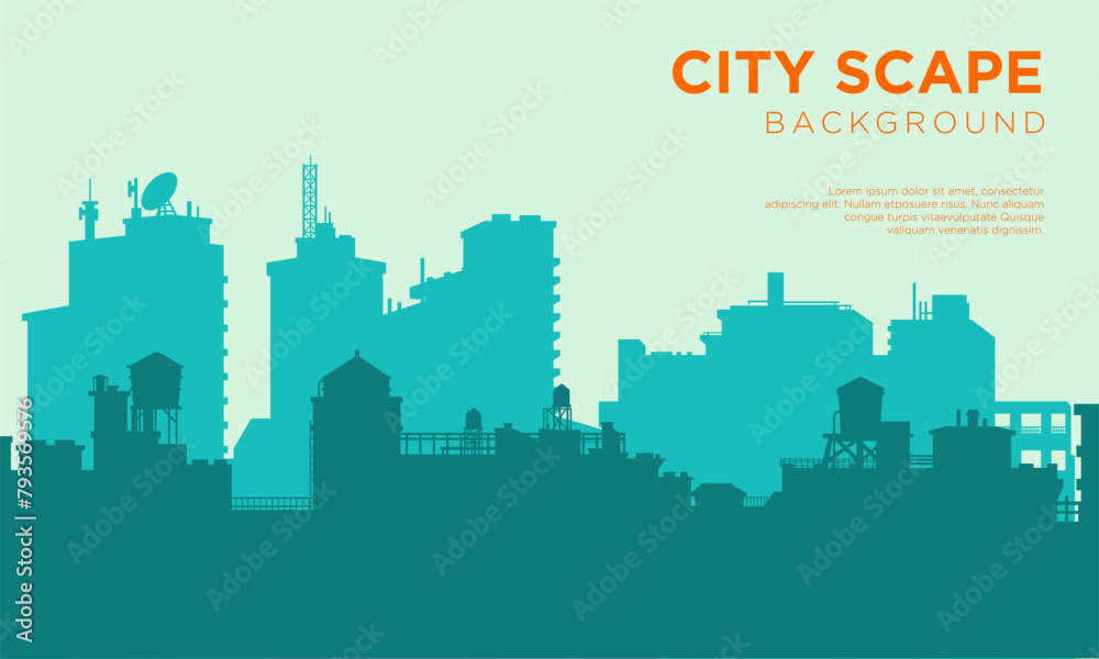 City scape background vector illustration. Urban landscape. City silhouette element suitable for tourism and town building.