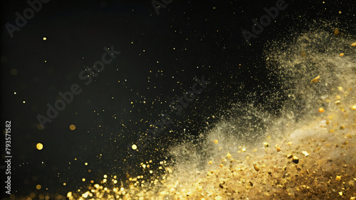 Slow-motion gold swirl of particles in the background