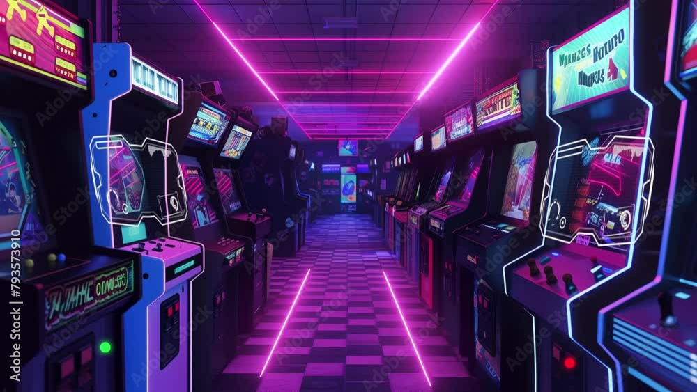 retro arcade style animated background 80s gaming. seamless looping overlay 4k virtual video animation background