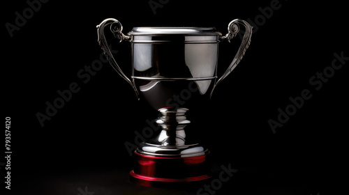 Prestigious Silver Trophy with Red Base on Elegant Black Background
