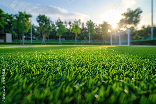 Sports ground, field with artificial turf for playing soccer and other ball sport games