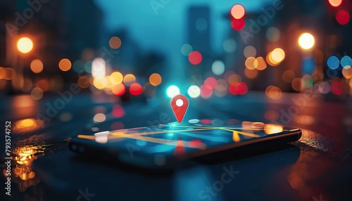A phone with a red dot on it that says GPS and a map of the area by AI generated image