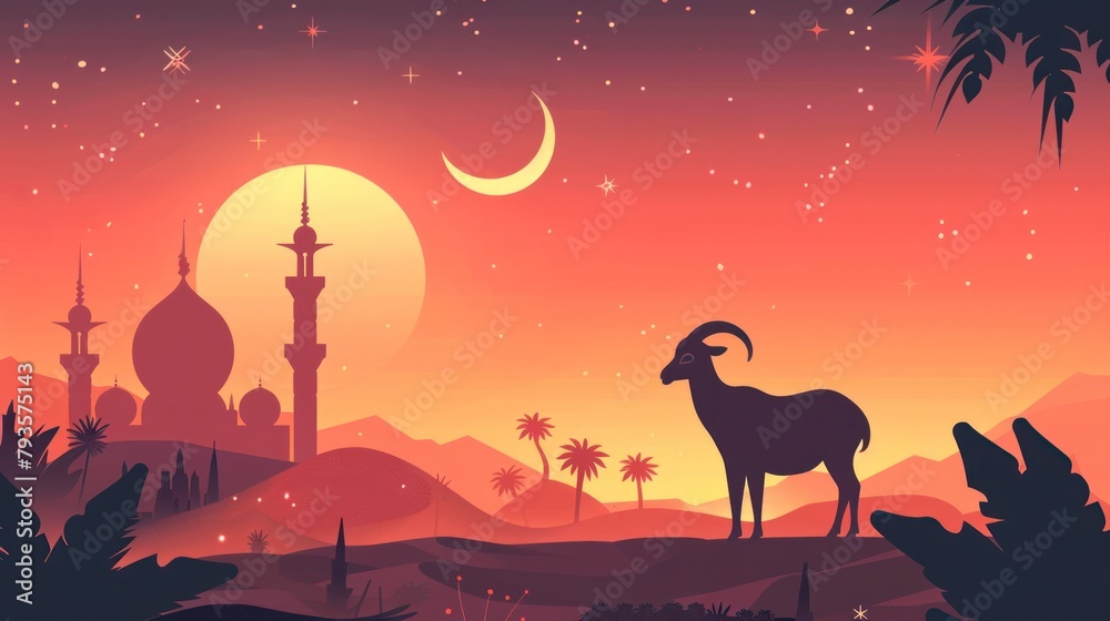Naklejka premium Art illustration eid Al adha background