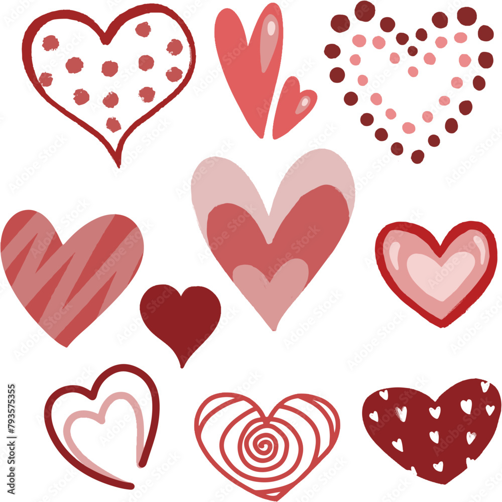 Romantic Heart Pattern: A seamless design of red and pink hearts, perfect for Valentine's Day illustrations and decorations