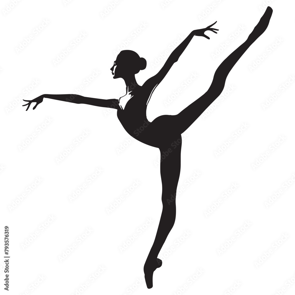 Black and white Plie Dancer Vector Illustration Black and white Plie Dancer Vector Illustration