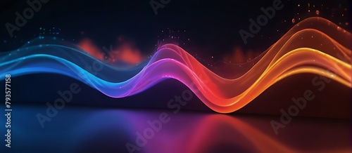 Abstract background of colorful glowing neon wavy line banner web design