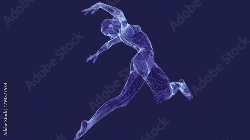 Woman human body jumping diving. Human anatomy action pose. AI generated