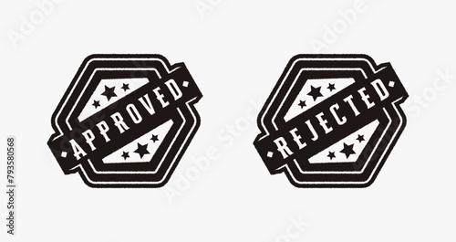 Approved and rejected permit set Stamp label seal badge logo Vector