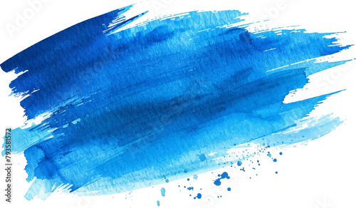 Watercolor blue abstract shape brush strokes on a white background vector illustration