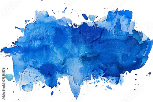 Watercolor blue abstract shape brush strokes on a white background vector illustration