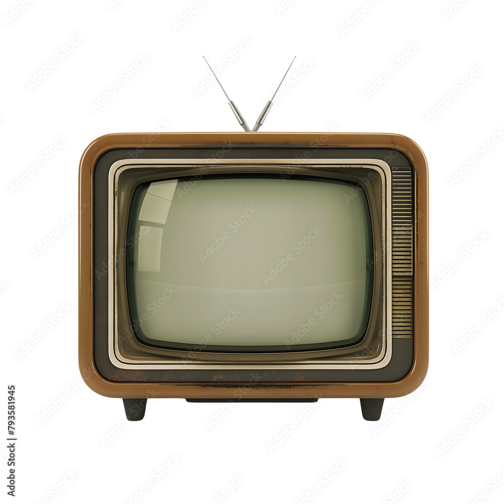 Vintage TV isolated on transparent background Generative Ai.