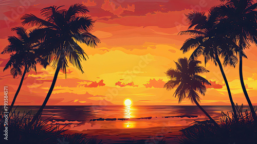 sunset on the beach © ellon