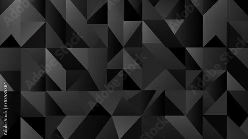 A seamless pattern of minimalist black and gray triangles, arranged in a precise, tessellating order to create a sophisticated geometric abstract. photo