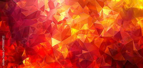 Bold marketing material design with rumpled triangles in fiery shades.