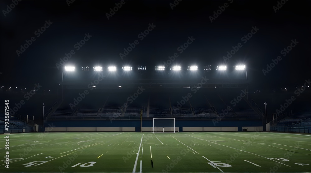 green field in american football stadium. ready for game in the midfield.generative.ai 