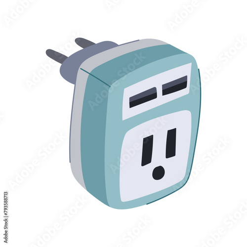universal travel adapter cartoon. electrical portable, outlet device, country compatibility universal travel adapter sign. isolated symbol vector illustration