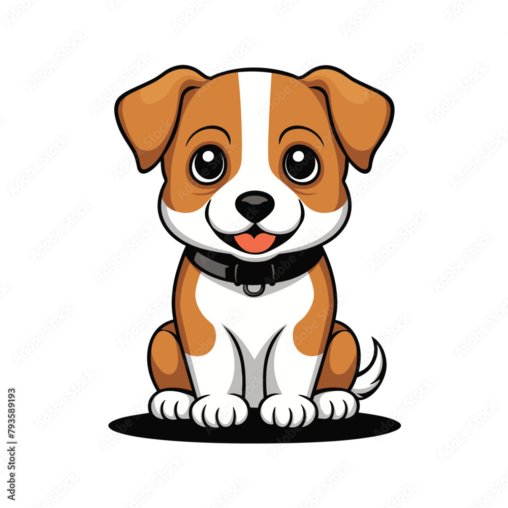 A flat cartoon illustration of a baby cat illustration