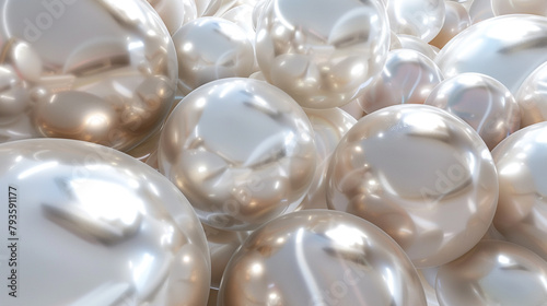 A smooth 3D abstract of interconnected glossy spheres in varying shades of pearl and ivory, evoking a sense of modern luxury.